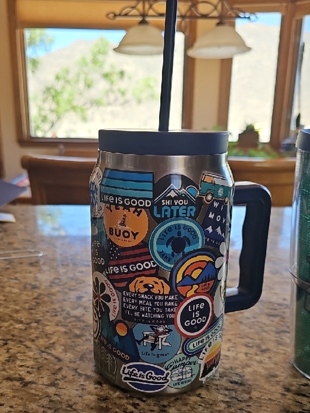Life Is Good Sticker-Pattern Stainless Travel Mug & Jake Adirondack Tumbler Set - Picture 4 of 13